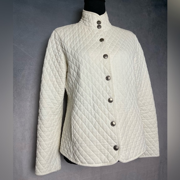Charter club white / cream quilted shacket size small - Picture 2 of 5